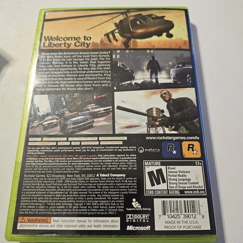 Grand Theft‎ Auto IV (Xbox 360, 2008) With MAP